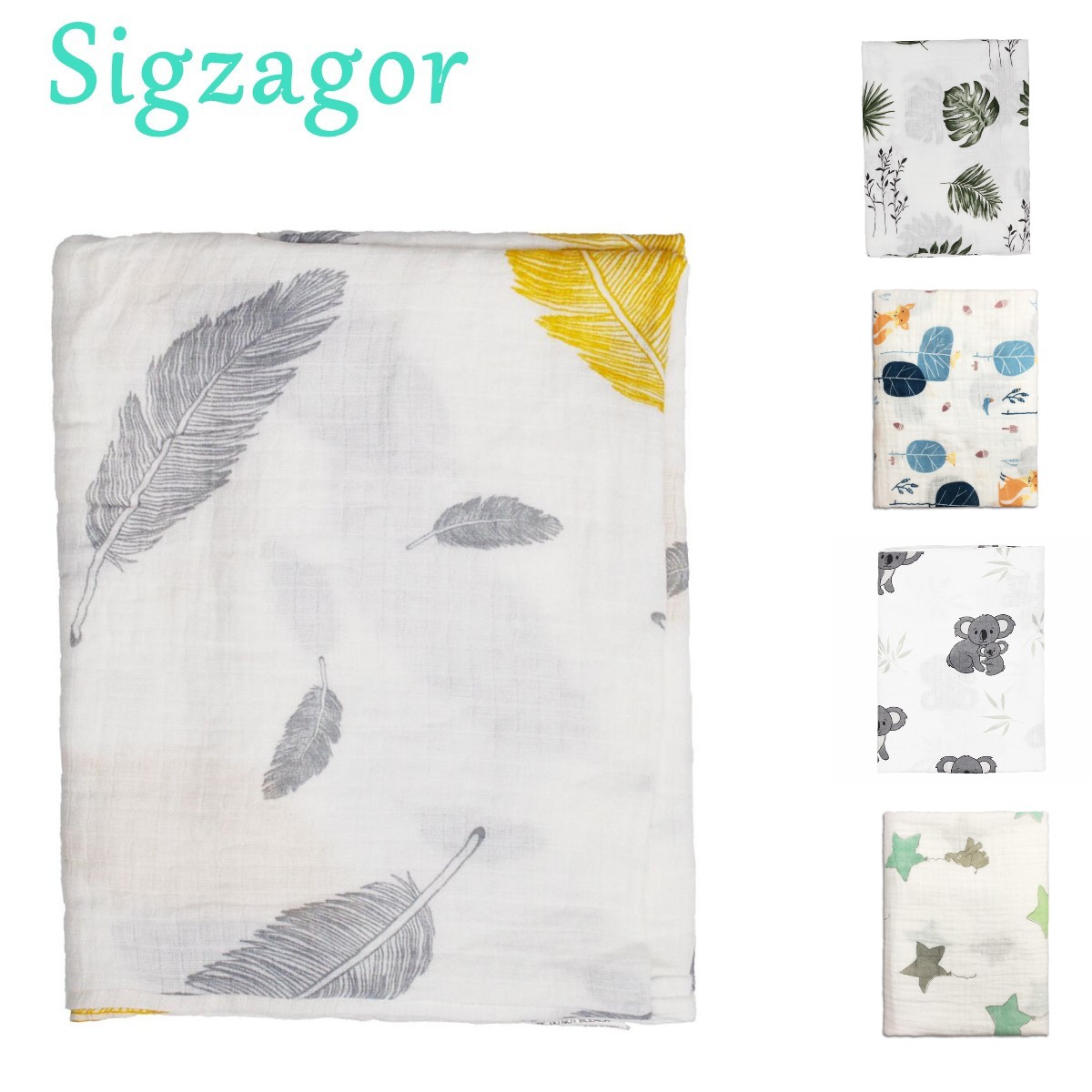 Muslin Swaddle Wrap - [Sigzagor] Mousseline Swaddle Dekens Baby Wrap