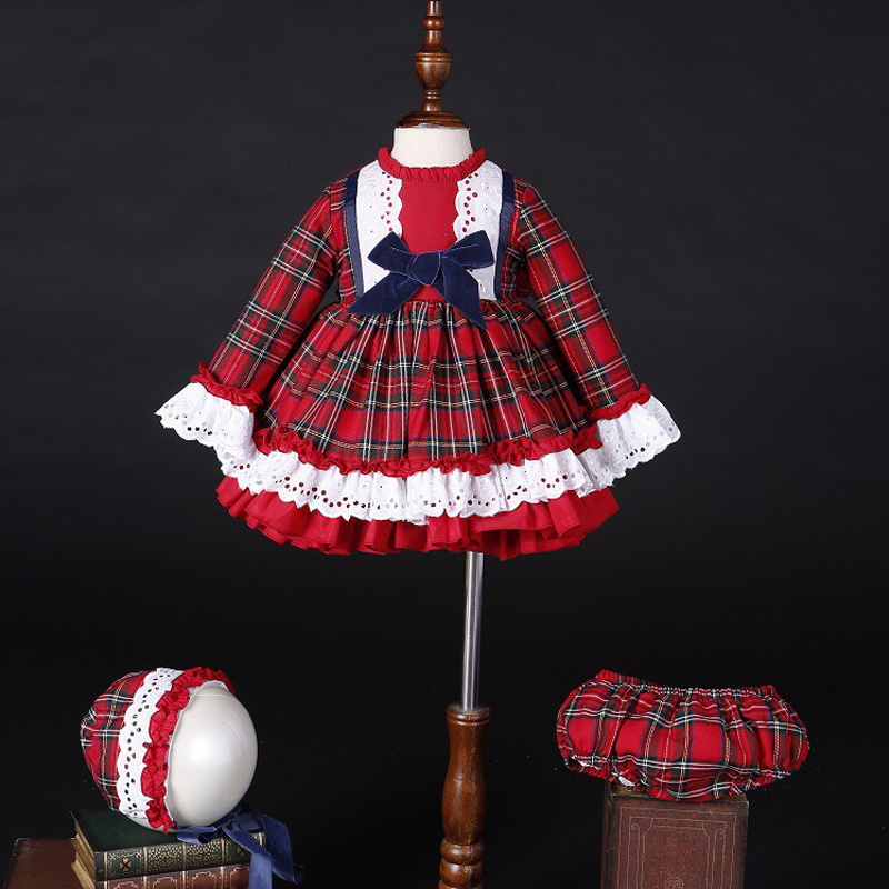 Baby Clothing Dresser - Babymeisje Herfst Winter Kerst Rode Plaid